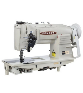 Consew 328RB-2 High Speed, Two Needle, Angular Stitching (Split Needle Bar), Drop Feed, Needle Feed, Walking Foot, Lockstitch Machine