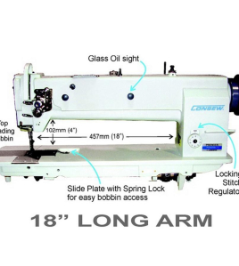 Consew Premier 1255RBL-18 Single Needle Long Arm With Assembled Table and Servo Motor