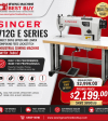 SINGER 712G E Series Direct Drive Upper and Lower Compound Feed Lockstitch Industrial Sewing Machine with Table