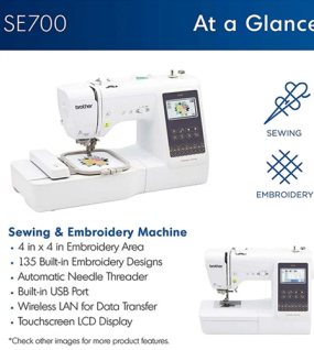 Brother SE700 Embroidery & Sewing Machine with Deluxe Hoop Bundle